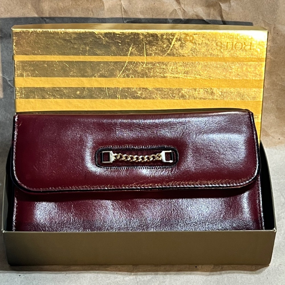 Princess Gardner Vtg French Purse Wallet Burgundy Full Grain Cowhide Gold Chain